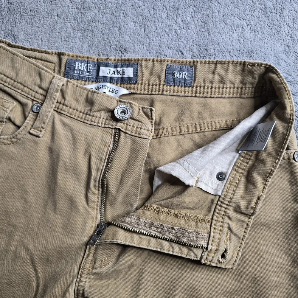BKE Buckle Jake Straight Leg Jeans Mens 30R 30x30 Tan Khaki Comfort Stretch